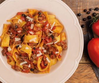 PAPPARDELLE WITH GAME RAGU, JUNIPER AND TOMATO
